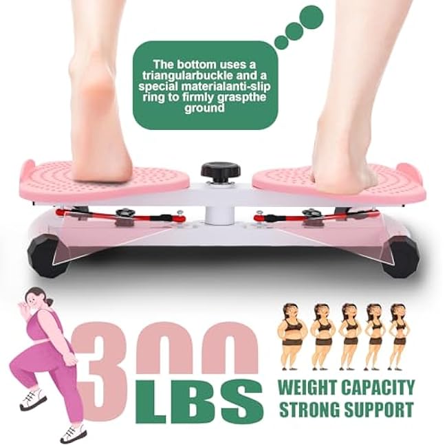 Waist Twister Board,Ab Machine Exercise Twist Boards with 300 lbs Weight Capacity,Waist Sculptor Twist for Slim Waist and Core,Noiseless Balance Board Home Gym Exercise Equipment (Pink)