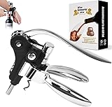 Professioneller Hebelkorkenzieher, Weinflaschenöffner aus Robuster Zinklegierung, Einfacher Korkenzieher für alle Arten von Korken, Ergonomisches Design, Ideal für Weinliebhaber und als Geschenk