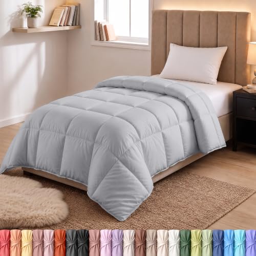 Image of Utopia Bedding Duvet Insert, Twin Comforter 64 x 88 Inches, Light Grey