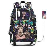 Lorh's store Fußballer Star C-ristiano Ronaldo Multifunktionsrucksack C-R-7 Reisestudent Rucksack Fans Büchertasche für Männer Frauen (B-Muster 2)