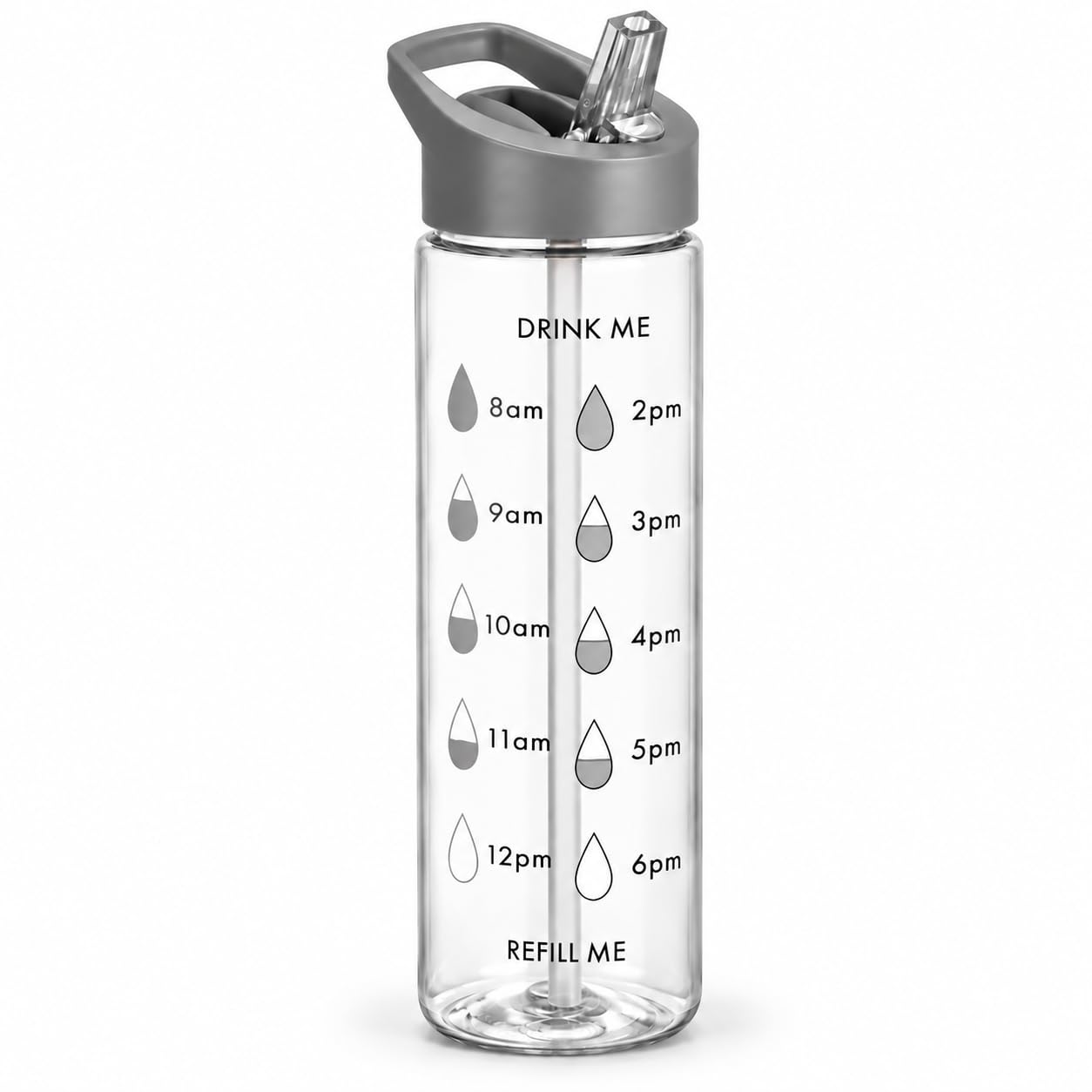 600ml BPA-Free Tritan Water Bottle, Leakproof Sports Bottle, Grey/Clear