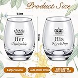 Patelai Valentine Couples Gifts His Lordship and Her Ladyship Gin Glass Gift Set to Bride and Groom Cocktail Short Glasses Stemless Wine Glass to Couple Wedding Anniversary Date Party, 16 oz - Image 2