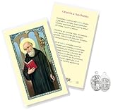 Medalla De San Benito - Oracion De San Benito - 1 Inch Made in Italy Saint Benedict Medal, Spanish Laminated St Benedict Prayer Card - St Benedict of Nursia Catholic Medal and Holy Card Set - 2 Items
