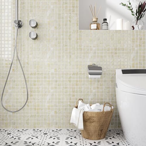 VEELIKE Cream Beige Mosaic Peel and Stick Backsplash for Kitchen Backsplash Tiles Peel and Stick Waterproof Wall Tile Stickers 12''x12'' 6 Sheet Removable Self Stick on Backsplash for Kitchen Bathroom VEELIKE Cream Beige Mosaic Peel and Stick Backsplash for Kitchen Backsplash Tiles Peel and Stick Waterproof Wall Tile Stickers 12''x12'' 6 Sheet Removable Self Stick on Backsplash for Kitchen Bathroom