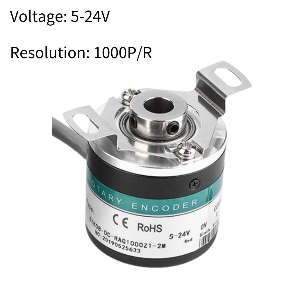 Tyenaza Codificador Rotativo Incremental, Codificador Rotatorio Fotoeléctrico de Eje Hueco GTK3808 ABZ Trifásico 5-24 V, Encoder Rotativo para Medir Velocidad de Rotación ángulo Aceleración del Objeto