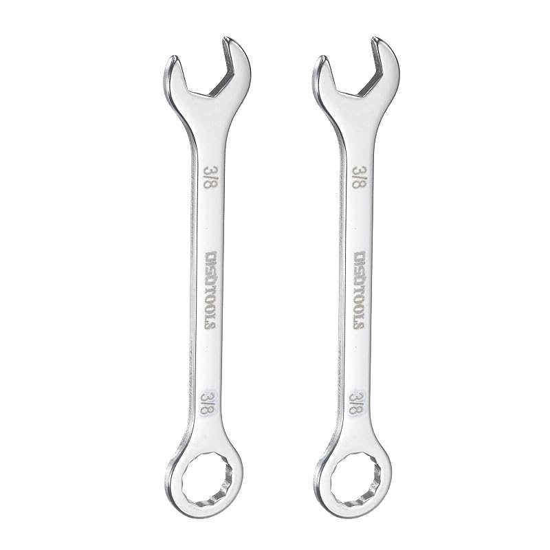 Chave Combinada Fina HARFINGTON 3/8 pol. em Aço Inoxidável com Boca Aberta em Ângulo de 15° e Estriado de 12 Pontos, 2 Peças