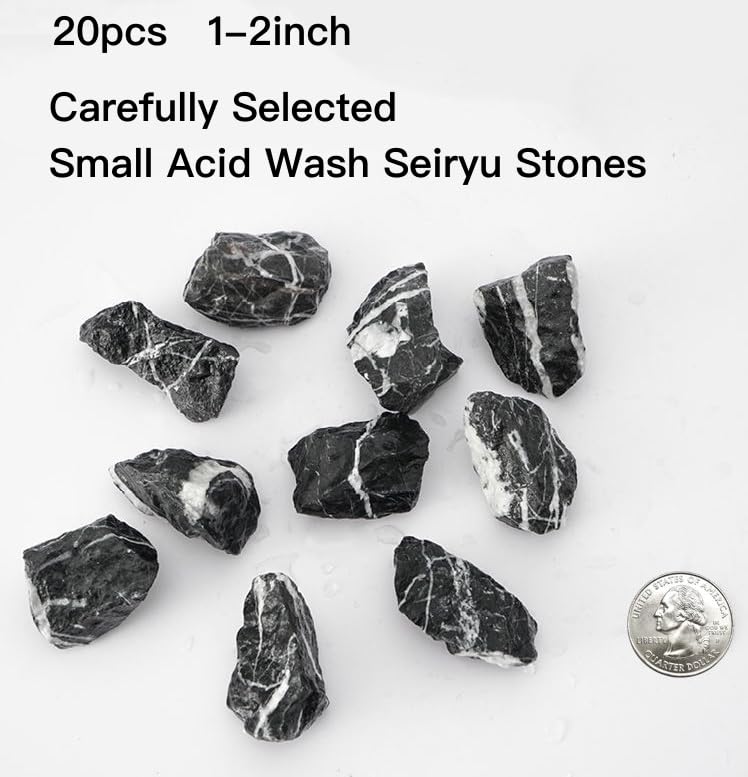 Image of YZHZOM Carefully Selected Small Acid Wash Seiryu Stones,Boutique Seiryu Stones, PH Neutral Decorative Aquarium Rocks, seiryu Stone Aquarium Rock (1-2inch 20pcs)