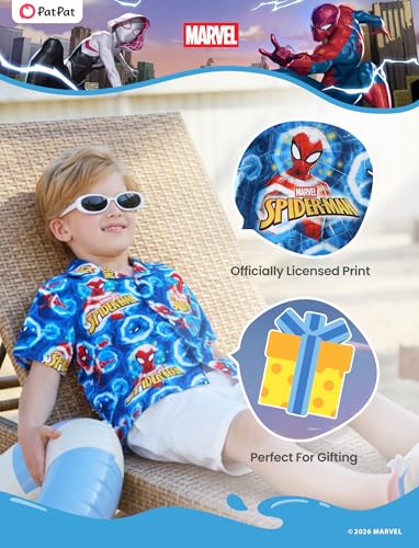 Image of Disney Marvel Spiderman Cars Stitch Star Wars Mickey Boys Hawaii Shirt Button Up Dress Shirts Short Tropical Shirt Kids 2-13Y