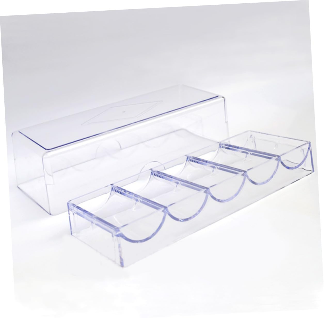 Porta Fiches da Poker in Acrilico Trasparente 5 Scomparti Scatola Portatile per 100 Fiches Custodia Resistente per Uso Domestico e Organizzazione Tavolo da Gioco
