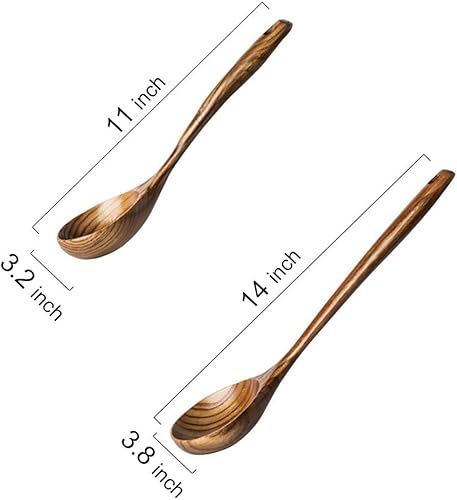 Miniatura 5 de Cucharón de madera para cocinar, 2 piezas, las mejores herramientas de cocina no tóxicas, utensilios de cocina de 14 pulgadas de largo y cucharas de