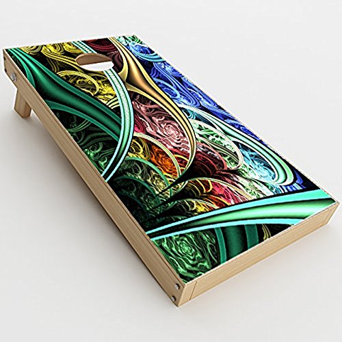 Skin Decals Vinyl Wrap for Cornhole Game Board Bag Toss (2xpcs.) / Bio Mechanical Metal Color Pattern
