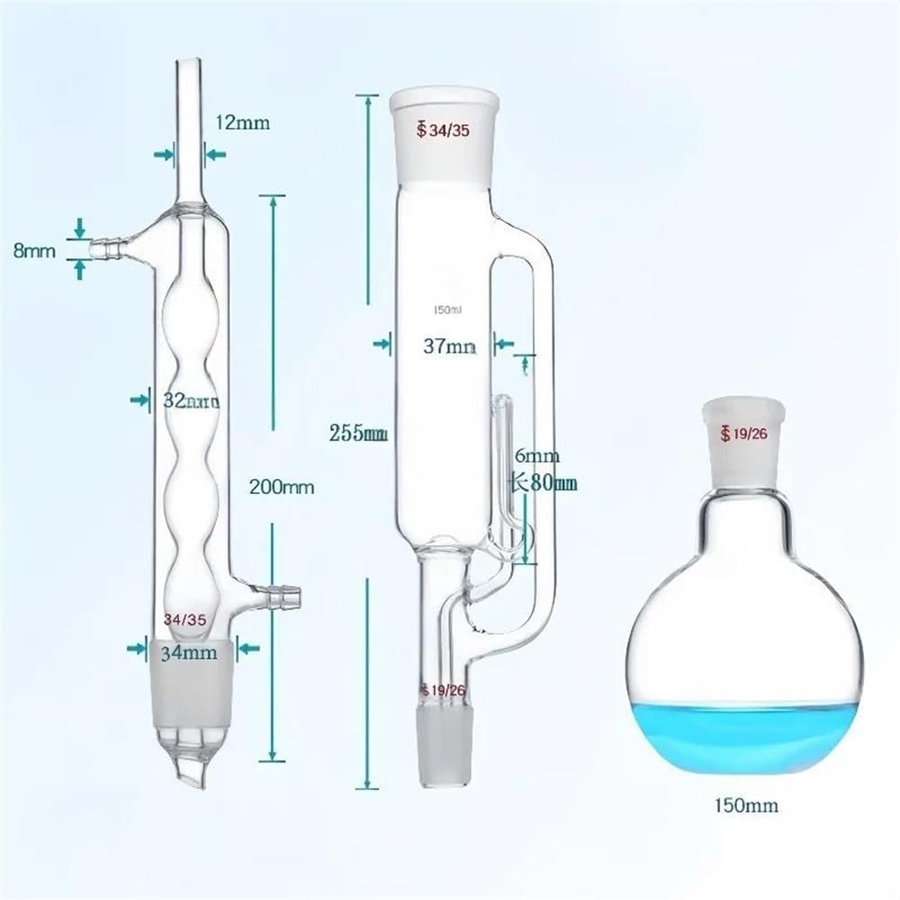 Instrumentos y Equipos de Laboratorio urządzenie do ekstrakcji 60-500 ml ze skraplaczem, zestaw do ekstrakcji ze szkła borokrzemowego do laboratorium (150 ml spherical)