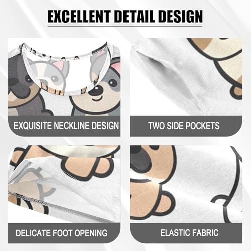 Summer Pajama Set Little Cute Dogs, Short Sleeve Sleepwear Nightwear4