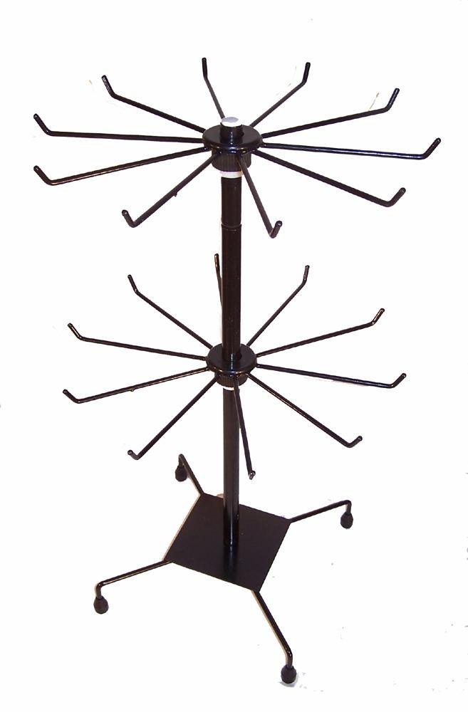 Deluxe 20 Inch Black Spinning 2 Levels Counter Display Wire Rack