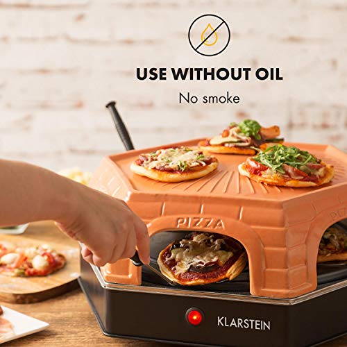 Klarstein-Capricciosa-Horno-para-Pizza-6-personas-Pizzera-electrica-1500W-Coccion-en-5-7-minutos-Cubierta-de-terracota-Conserva-el-calor-Marron