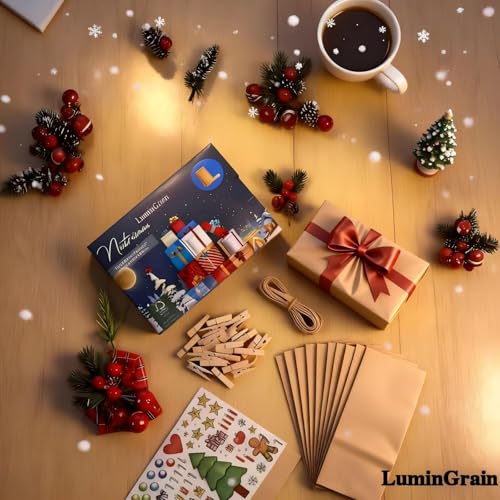 Advent Calendar for Filling - Christmas Calendar for Filling DIY Crafts DIY Adventskalender Häuser zum Basteln - 24 faltbare 3D Weihnachtshäuschen mit Zahlen-Modulen & Aufhängevorrichtung