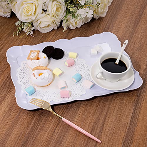 BBG 6 Pack Appetizer Serving Tray, Rectangle White Plastic Serving Platters, 15" x 10" Heavy Duty Serving Platters, Reusable Trays Perfect for Wedding, Parties & Buffet,Spring - Image 4