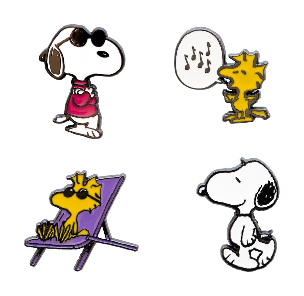 Grupo Erik Set of 4 Enamel Pins - Snoopy Merchandise, Woodstock | Cute Pin Badges, Bag Pins | Peanuts Snoopy Gifts for Women, Dog Gifts under 15 Pounds