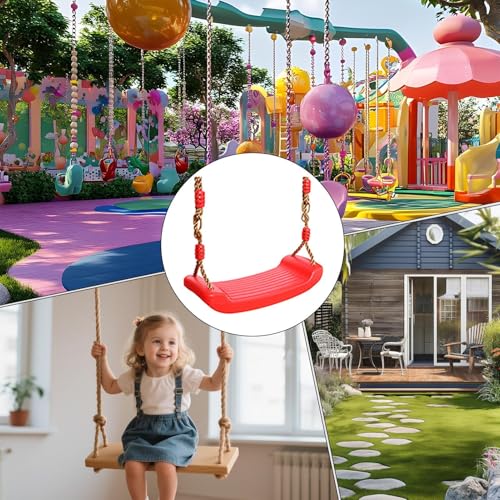 Asiento para niños de columpio con cuerda ajustable para exterior e interior 5
