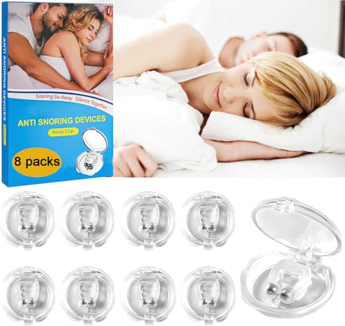 8PCS Anti Snore Nose Clips Anti Snoring Devices Nasal Dilators Snoring Aids Magnetic Sleep Aid, Snore Stopper Clips for Snoring Restful Sleep at Night for Men and Women (Transparent)