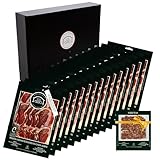 LOS CALVO Lote de Jamón Bellota Loncheado Paleta de Cerdo 50% Ibérico Pata Negra | Maletín 12 Sobres Paletilla 100 Gramos y Virutas del Jamon Deshuesado de Regalo Embutidos Gourmet Marca España