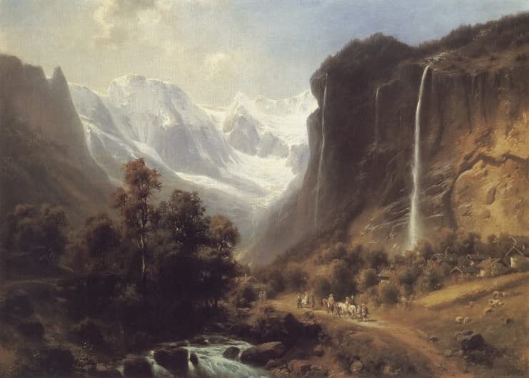 Peinture Voyageurs sur un sentier montagneux Heinrich Hofer impression sur toile haute qualité