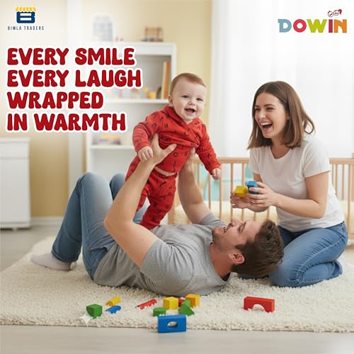 Image of Dowin Baby Boy's and Baby Girl's Front Open Thermal Polyfill Suit for Winters | Body Warmer for Baby | Full Sleeves Infant Woolen Set | Hoodie Clothing Set for New Born Baby | Lightweight (Pack of 1)