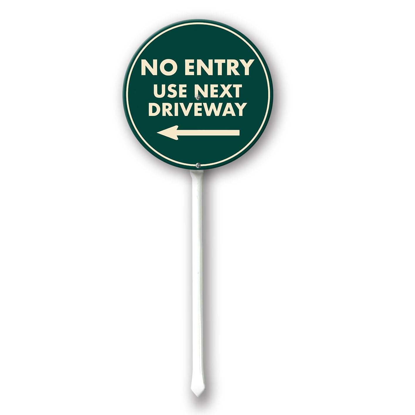 Geroclonup No Entry Use Next Driveway Sign with Stake Left Arrow Sign 23cm Round Sturdy Aluminum Yard Sign Fade Resistant Rustproof Lawn Decoration for Outdoor Use — image 1