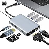 ✅【RJ45 Ethernet & Schnellere Übertragungen】Plug and Play, kein Treiber erforderlich. USB C Hub unterstützt volle 10/100/1000 Mbps über RJ45-Ethernet-Anschluss für schnelleres Herunterladen von Filmen und Surfen im Internet. USB 3.0 Geschwindigkeit ist 5Gbps und die Übertragung von HD-Filmen dauert nur Sekunden. Sie können USB-Anschluss, TF- und SD-Kartenleser an Ihrem PC gleichzeitig verwenden, was für Sie bequemer ist und Zeit spart.