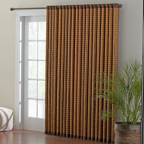 BrylaneHome Grommet Panel Window Curtain - 42'W 84'L, Honey Oak Brown