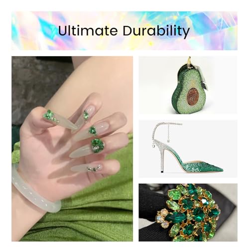 Image of Novani Crystal Rhinestones, Flatback Loose Gemstones 288pcs Glass Rhinestones for Clothes Shoes Crafts Makeup Nail Art and DIY Decorations(SS30, Light Green)