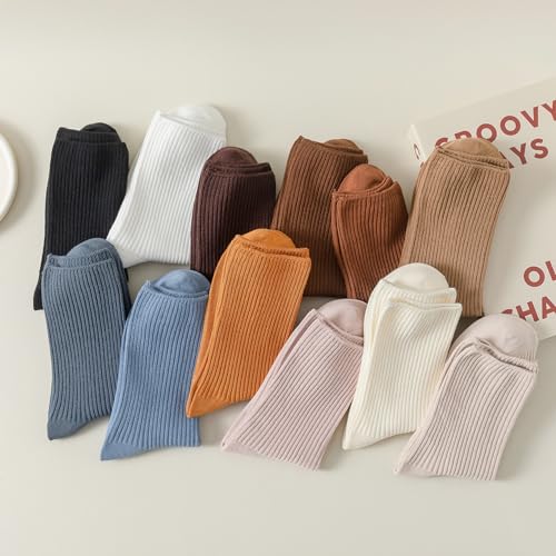 Flydo 6 Pack Women's Crew Socks - Cotton, Cute Casual Athletic Soft Aesthetic3