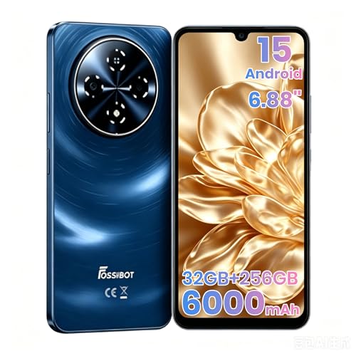 Image of FOSSIBOT S5 Pro Android 15 Cellphone, 32GB+256GB /2TB Smartphone, 6.88 inch HD 6000mAh Battery Phone,50MP+8MP Phones,Gemini Al Cell Phone 2026 Black