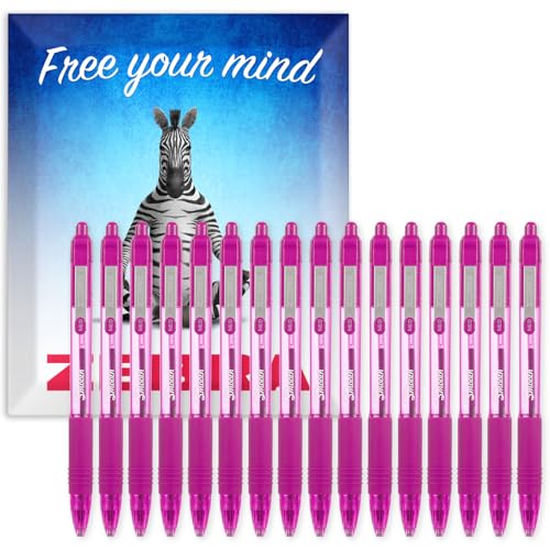 Stylos à bille rétractables Zebra Z-Grip rose lot de 16 avec boîte
