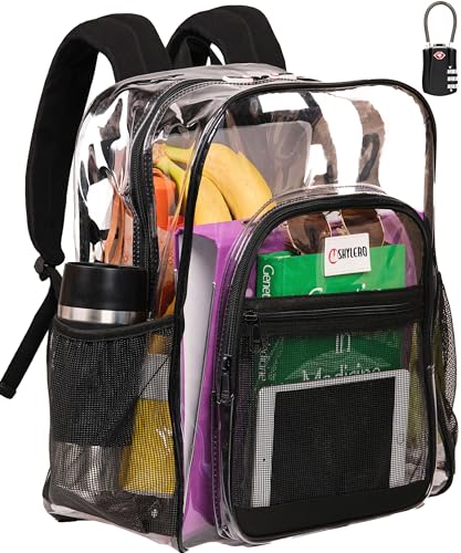 SHYLERO Clear Backpack Heavy Duty has TSA Lock, 2-WAY...