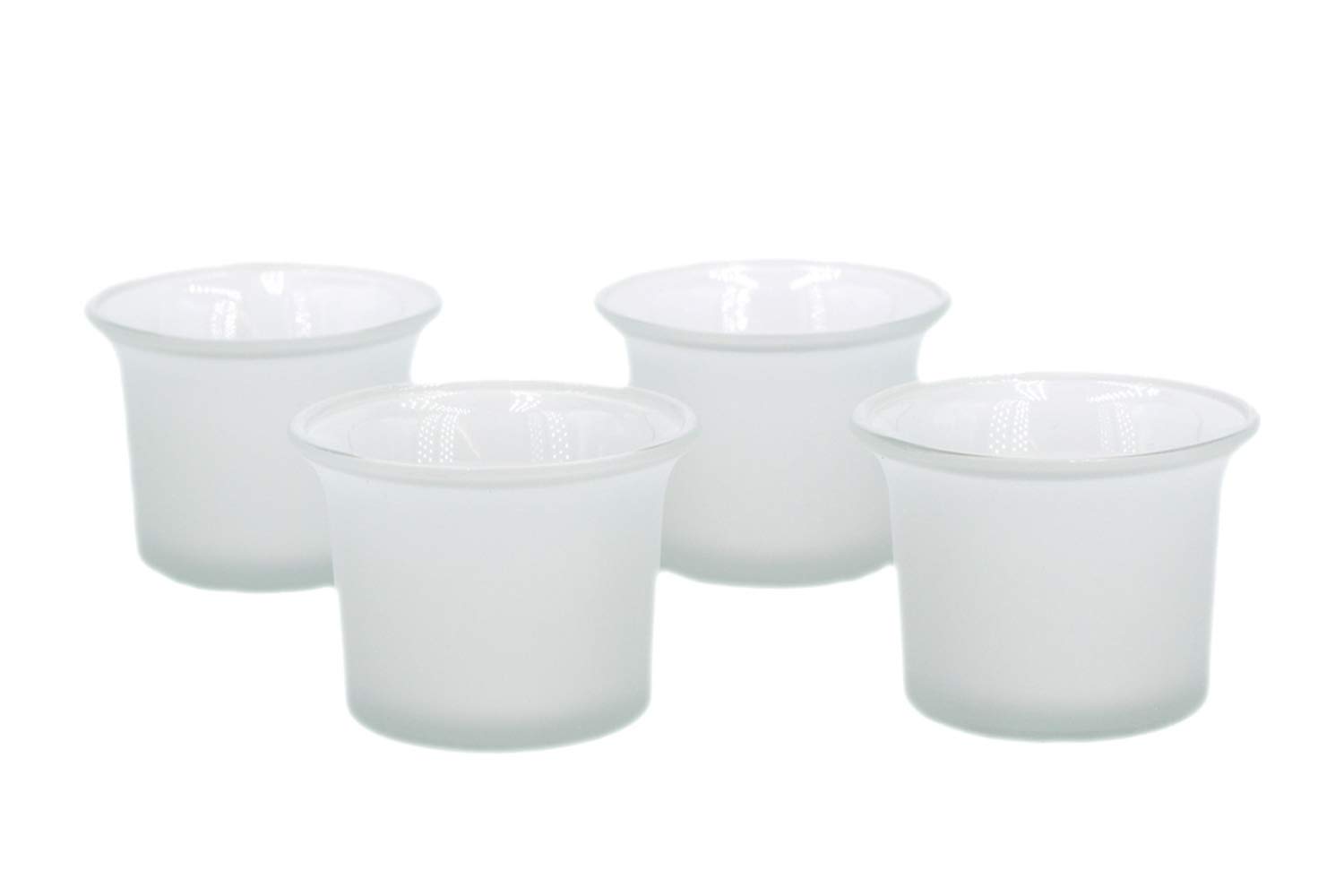 Lot De 4 Photophores En Verre En Forme De Tulipe - 6.3x4.5 Cm, Bord Incurvé, Couleur Rose - Pour Bougies Chauffe-plat Ou Piquées