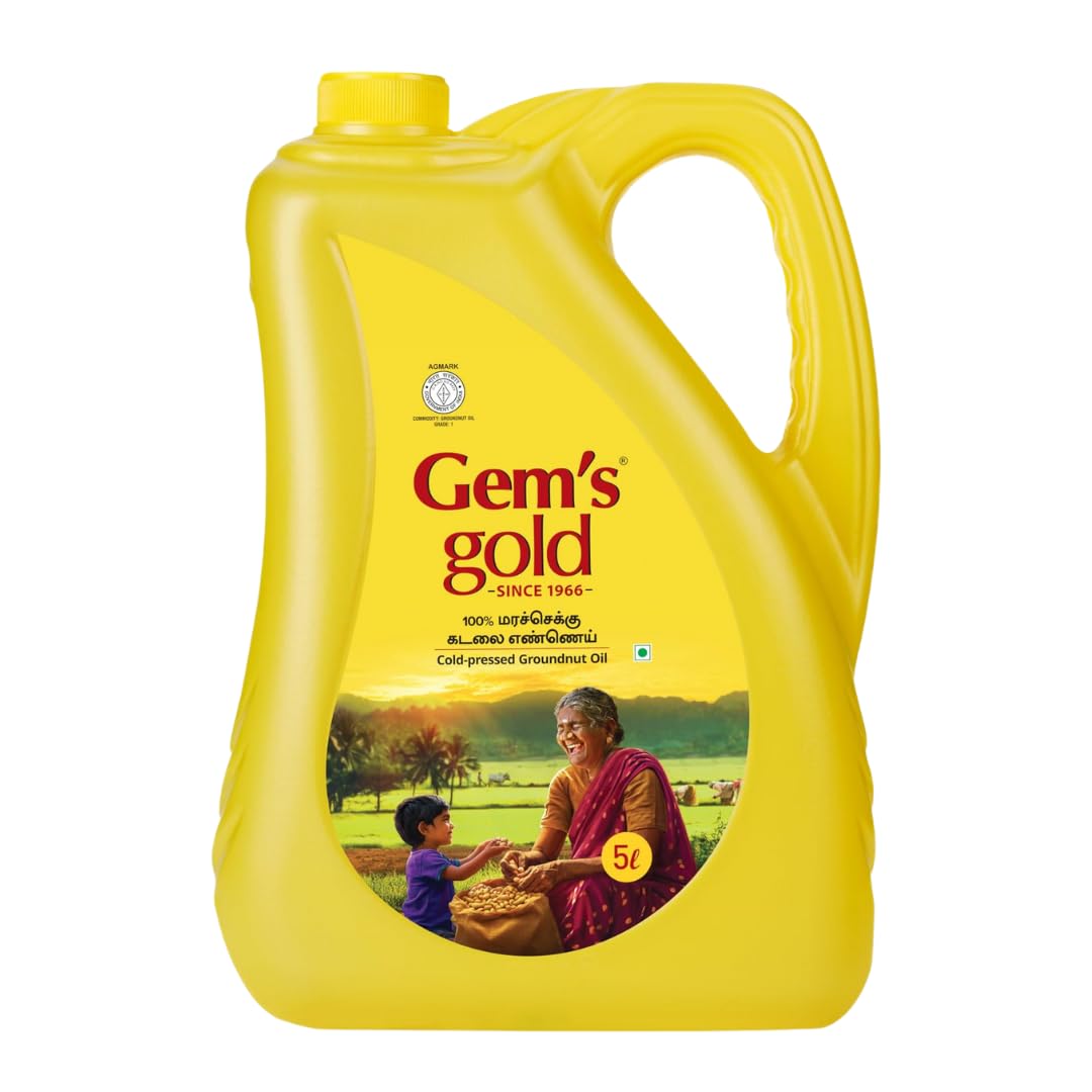 Gem's Gold Cold Pressed Groundnut Cooking Oil 5 L Can | Peanut Oil | Marachekku, Chemical Free, Kacchi Ghani, Chekku | Support Heart health | Enriched with MUFA & PUFA (OMEGA 6) | Ideal for High Heat Cooking-image-46