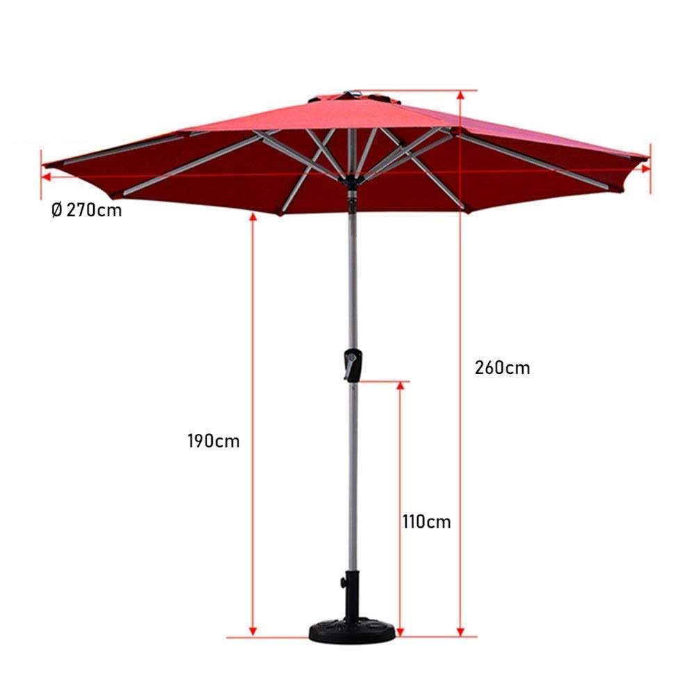 Ombrellone Ombrellone da Tavolo da Giardino da 270 cm con inclinazione e manovella, Perfetto per Cortile all'aperto, Mercato di Eventi Commerciali sulla Spiaggia, Campeggio, piscin