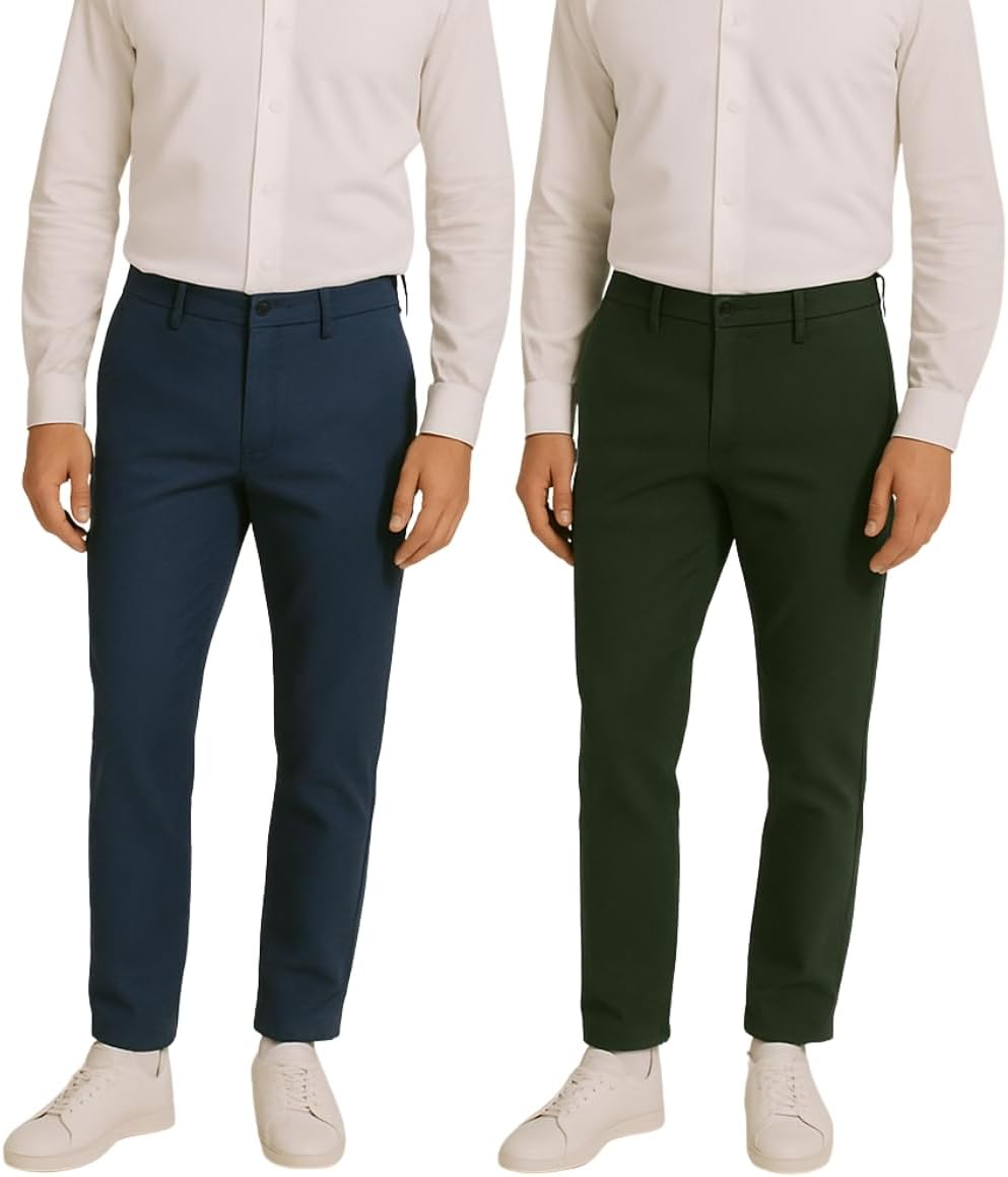 Kit 2 Calças Alfaiataria Sarja modelo Chino Bolsos Faca Old Money Social Trabalho em Sarja Premium Slim