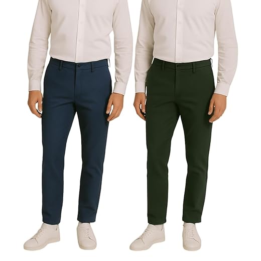 Kit 2 Calças Alfaiataria Sarja modelo Chino Bolsos Faca Old Money Social Trabalho em Sarja Premium Slim