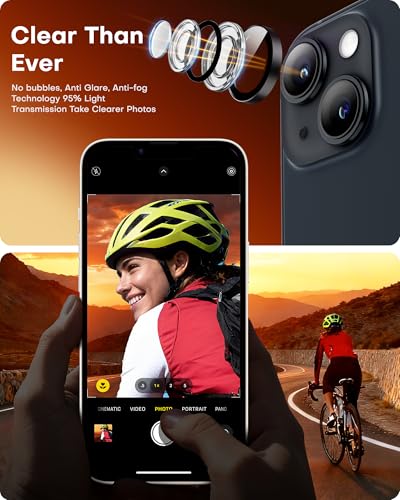 Image of TOCOL Camera Lens Protector for iPhone 14 / iPhone 14 Plus Tempered Glass HD Individual Scratch Resistant Camera Cover Accessories Case Friendly 2 Pack(Black)