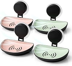Soap Holder for Bathroom, Non-Drill Wall Mount Magic Sticker Self Adhesive Soap Stand for Bathroom with Removable Drain Tray (4PCS)