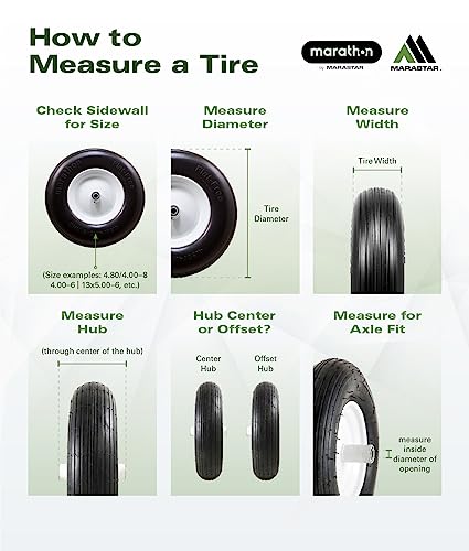 marathon 8x17534 semi pneumatic tire on wheel with offset hub
