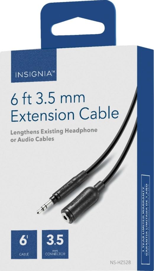 Cable de extensión auxiliar 3.5mm INSIGNIA 6 pies miniatura 3