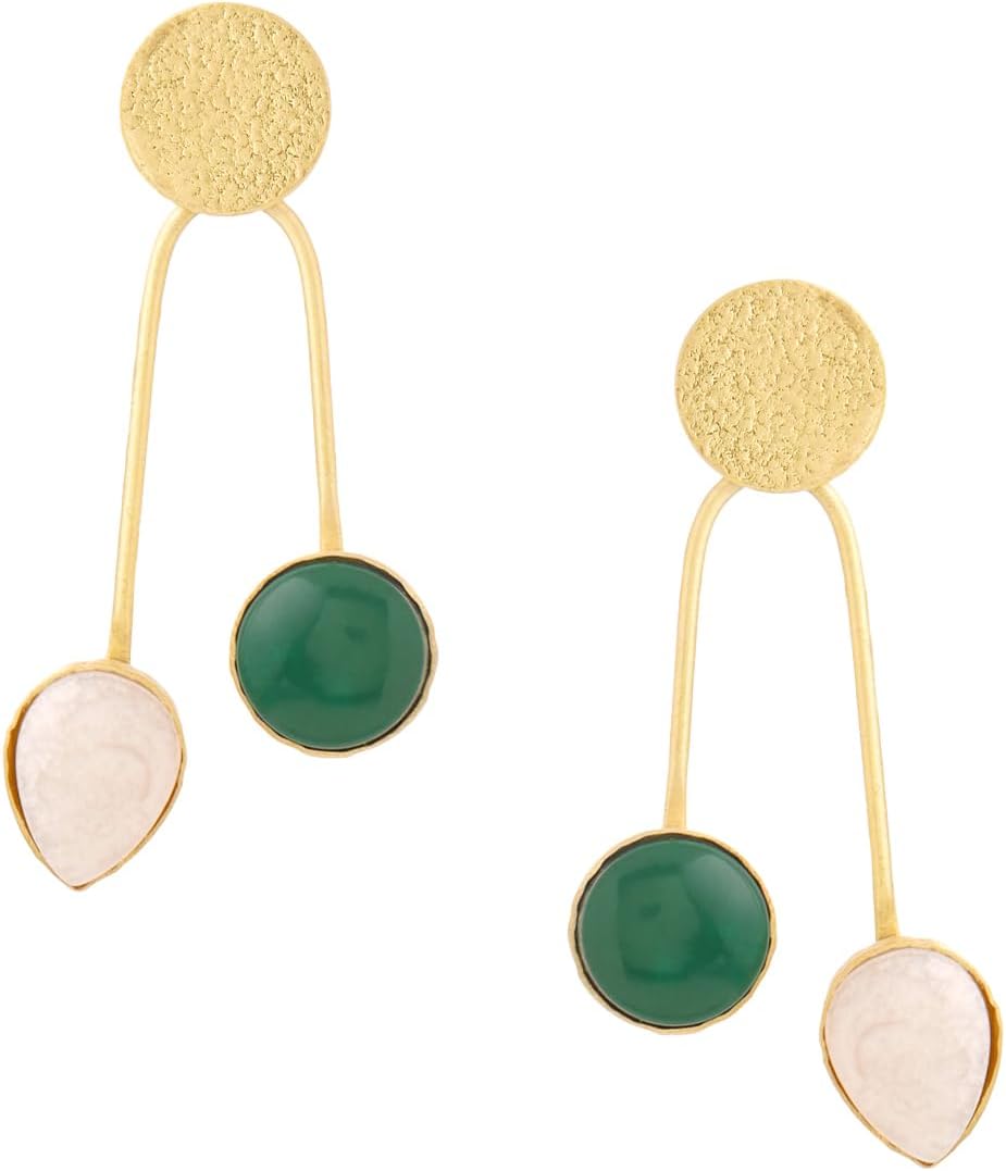- Earrings for Women | Traditional Golden Drop Earrings for Girls | Gold Plated Stone Studded Earrings | Birthday Gift for Women & Girls Anniversary Gift for Wife