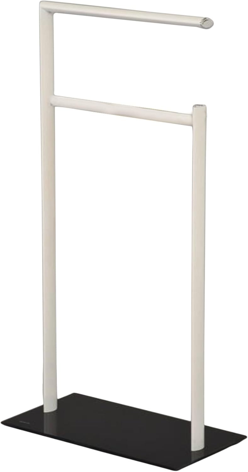 Kings Brand White Metal with Black Glass 2 Bar Free Standing Towel Rack Stand