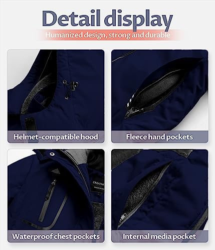 CREATMO US Jaqueta de esqui feminina à prova de vento à prova de vento casaco de inverno quente casa