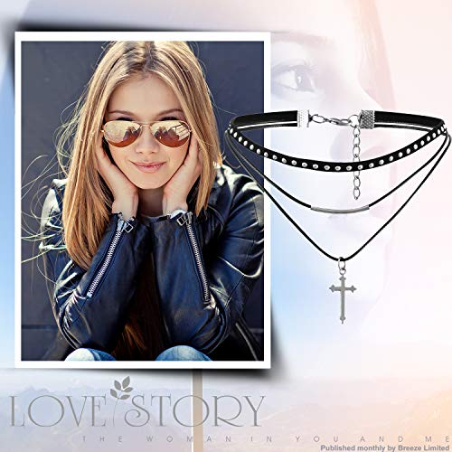 Flongo Womens Gothic Vintage Flannelette Rope Cross Rivet Choker Punk Collar Neckband #TOP5