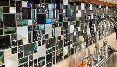 Iridescent Black Glass Tiles