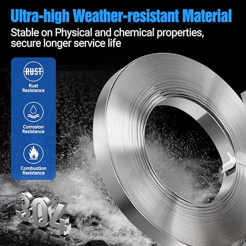 Hawaminent Stainless Steel Strapping Banding Roll - 3/4''W x 0.03''T x 100feet Steel Strapping Coil, Portable Strong S304 Stainless Steel Cable Tie for Heavy Loads, Metal Package Strapping Packing - Thumbnail 2